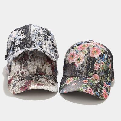 China COMMON fashion flower lace baseball cap soft casual ladies embroidered hat luxury baseball cap for sale