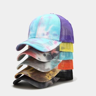 China Dyed Tied Mesh Custom Trucker Hat Outdoor Sports Beach Cap Ponytail Baseball Cap New From Amazon Ladies COMMON Net Hat for sale