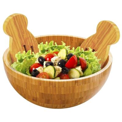 China Competitive Price Sustainable Bamboo Salad Bowl Dishware Round Natural Bamboo Bowl for sale