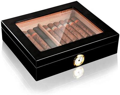 China 1 Drawers With Window Display Cedar Wood Hardware Holds 25 Cigar Storage Box Cigar Humidor for sale