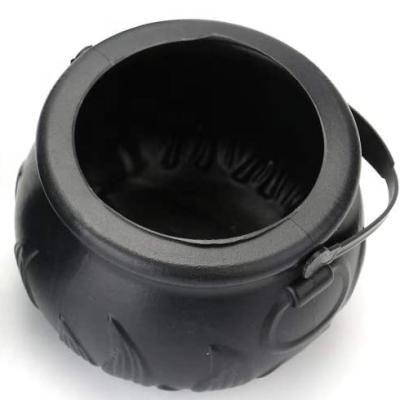 China PE Halloween Candy Cauldron Kettles Mini Black Candy Holder Witch Cauldron For Party Decoration for sale