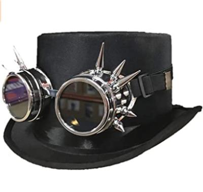 China Fansy Steampunk Unisex Gothic Victorian Top Hat With Rivet Goggles Costume Accessories Promotional Gift BP093 for sale