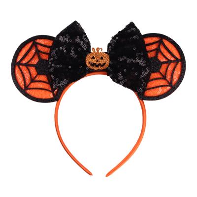 China Party Mouse Ears Halloween Devil Horn Headband for Women Girls Women Minnie Sequin Ears Headband Glitter Felt Horn Kids Hair Accessories for sale