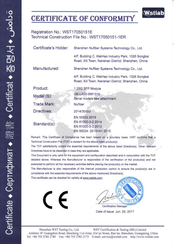 CE - Shenzhen Nufiber Technology Co., Ltd.