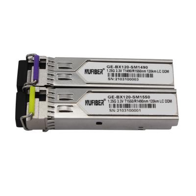 China 1.25G Ethernet SFP Transceiver 120km Gigabit SFP Module 1490nm/1550nm 120km LC DDM 120KM SFP Module for sale