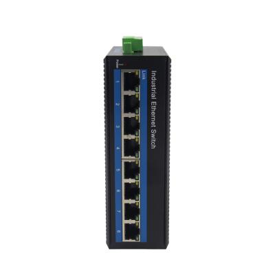 China Industrial Ethernet Switch Gigabit 8 Port UTP Switch Industrial Port Switch FTTX 10V-57V 8 Din RJ45 Converter for sale