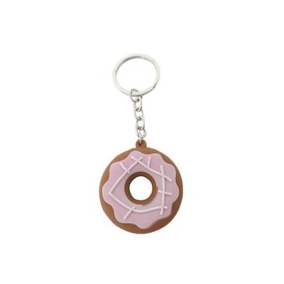 China High Quality Simple Waterproof Type PVC Soft Rubber Key Chain Ring Style 3D Souvenir Donut Key Promotion Gift Custom for sale