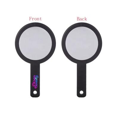 China New Design Magnifying Custom Printed Double Side Magnifying Plastic Makeup Hand Mirror for sale