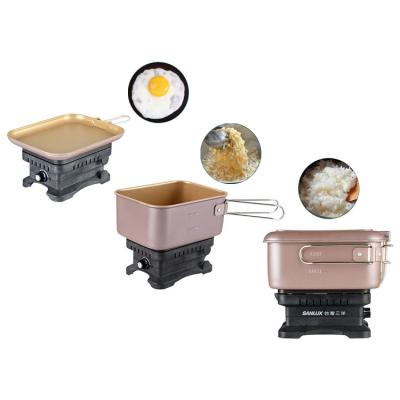 China Adjustable Temperature Portable Electric Cooking Pans With Dual Voltage CB And Travel Multi Functional Cooker for sale