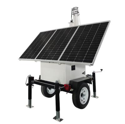 China 20ft Mast Mobile Solar CCTV Trailer voor magazijn Airport Security Te koop