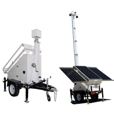 China Durable Solar Camera Trailer Mobile Solar Security Trailer With 3*400W Solar Panels for sale