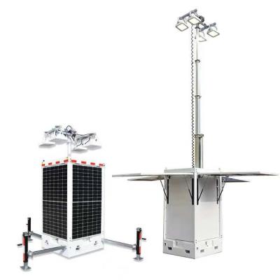 China Cuboide Unidade Móvel Cctv Solar Light Tower com 4 * 50W LED 4 * 300W painéis solares à venda