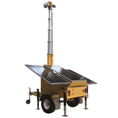 China Trailer de CCTV solar móvil DC12V con paneles solares de 3 * 400W 6m Mast manual en venta