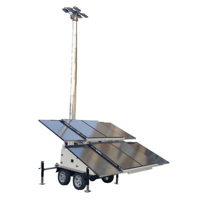 China Solar Power Trailer Mobile Solar Light Tower With 8*300W Solar Panels For Outdoor Lighting for sale