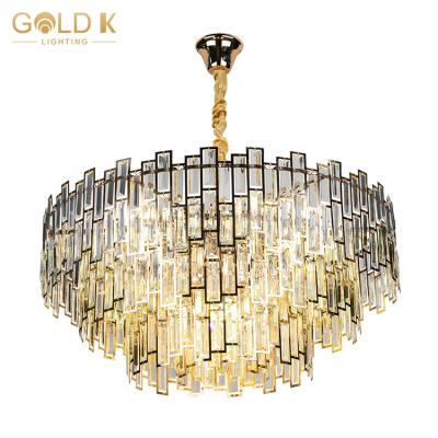 China Modern Style Crystal Chandeliers Gold LED Chandelier Light Luxury Round Crystal Chandelier Light for sale