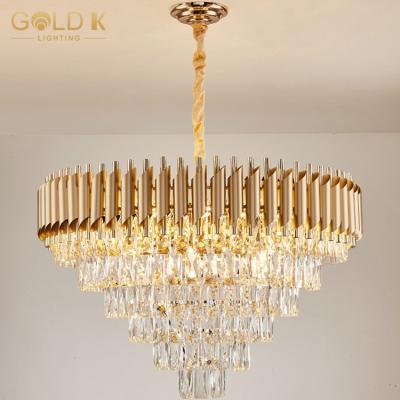 China Modern Crystal Chandeliers Living Room Customized Luxury Black Gold LED Round Crystal Luxury Style Customized Led Chandelier for sale