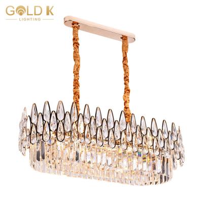 China Luxury Modern Hotel Style Living Room Crystal Chandeliers Luxury Black Gold LED Oval Crystal Led Chandelier for sale