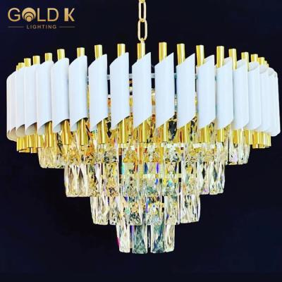 China Home Style Round Luxurious Decorative Modern Crystal Chandeliers Living Room White Luxury Crystal LED Led Chandelier for sale