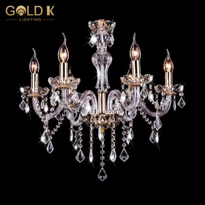 China Gold Traditional Luxury Modern Glass Chandelier Indoor Living Room Hanging Lighting For Hotel Bedroom Lights Pendant Chandeliers for sale