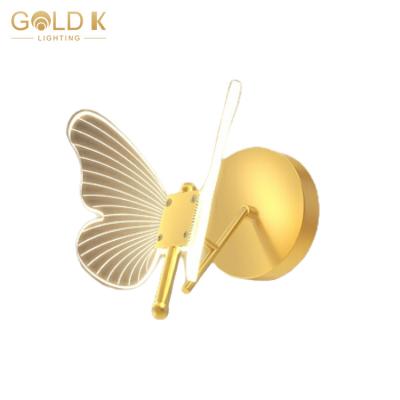 China New Design Butterfly Wall Lamp Light Nordic Modern Simple Stair Bedside Bedroom Background Aisle Luxury Decoration Led Wall Light for sale