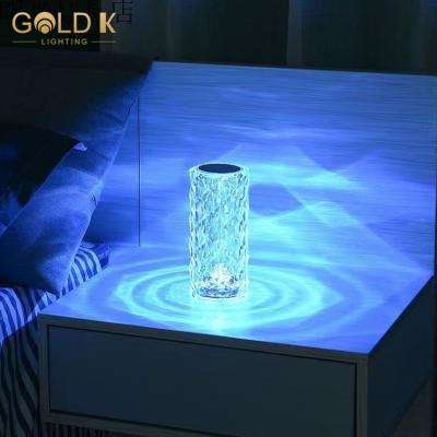 China Factory Price Acrylic Crystal Remote Control Atmosphere Rose Crystal Table Lamp Touch Desk Lights Christmas Modern Gift Lamps RGB for sale