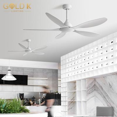 China Modern 46 Inch 56 Inch Popular Low Noise White Blade Ceiling Fan Factory Sale ABS Remote 5 Blade Ceiling Fan With Led Light for sale