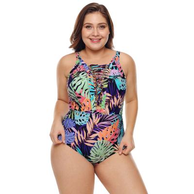 China 2021 New Breathable Women Printed Swimsuit Sexy V-Neck Hollow Out Bikini Plus Size Swimwear for sale