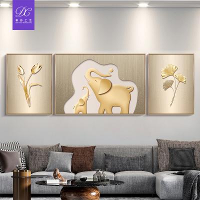 China Waterproof+ECO-Friendly Modern Decorative Paintings Gold Frame Decorative Abstract Metal Wall Art For Living Room dinnering for sale