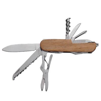 China Multifunctional Gift Tool Outdoor Rescue Camping Swiss Knife Folding Multi Tool Key Chain Knife Pocket Knife With Wooden Handleh for sale