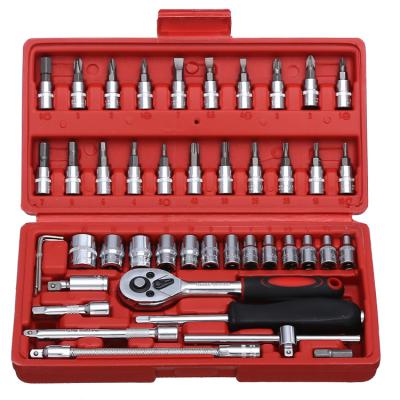 China Auto Repair Car Wrench Set 46 Pieces Combination Ratchet Set Wrench Tools Hardware Set Socket Wrench for sale