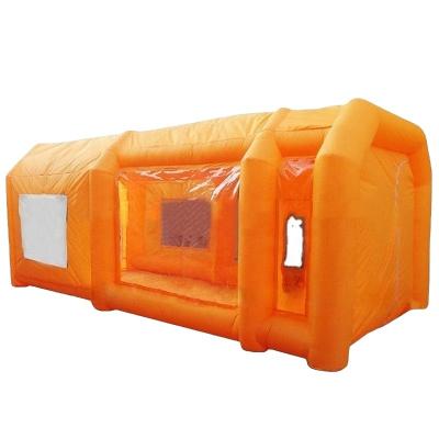 中国 210D Oxford Cloth Wholesale Inflatable China Car Wash Tent Outdoor Yellow Inflatables Pray Paint Booth Tent With Blower 販売のため