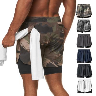 China Breathable Custom Men 2 In 1 Workout Shorts With Phone Pocket Compression Gym Yoga Shorts Sports Running Shorts for sale