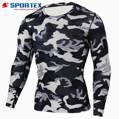 China Wholesale Antibacterial Sublimation Printing Camouflage Anti UV Quick Dry Men's Long Sleeve Compression T-Shirt for sale