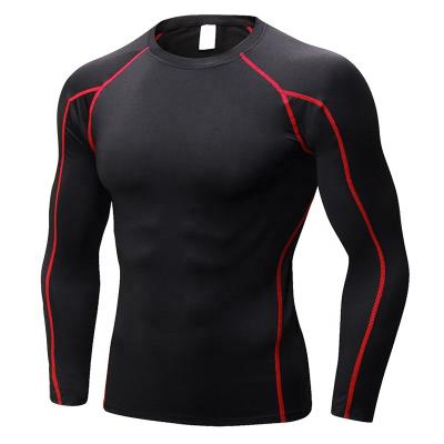 China Wholesale Antibacterial Mens Polyester Spandex Compression T-Shirt, Compression Shirt, Long Sleeves Compression Shirt for sale