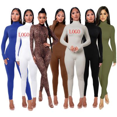 China Anti-Wrinkle 2021 Spring boutique ropa de mujer stylish white sleeve jumpsuit brown overalls one piece bodycon long jumpsuit for women for sale