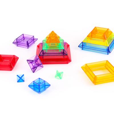 China High Quality Educational DIY Toy 3D Put Together Creativity Translucent Pyramid Building Block Of Children Toys for sale