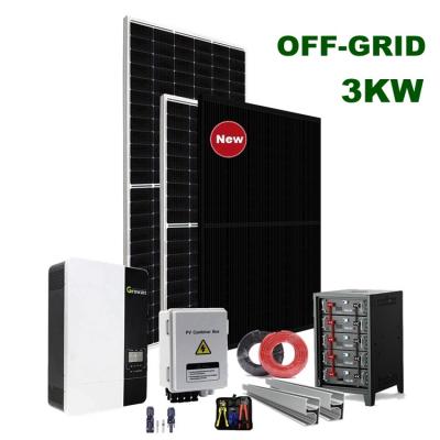 China Home Off Grid 3KW Lithium Ion Battery Storage Home Solar Panel System for sale