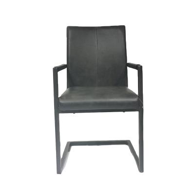 China Modern Vintage PU Leather Dining Chair With Arm Rest Home Furniture Dining Chairs Modern Leather for sale