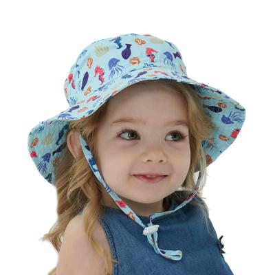 China Cheap Custom Comfort Summer Girl Adjustable Boys Plain Wide Brim With Rings Sun Bucket Hat For Infant Kids Baby Kids for sale