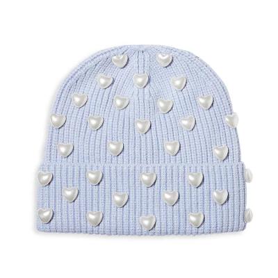 China COMMON Luxury Pearl Beanie Hat Logo Embroidery Acrylic Unisex Winter Beanie Hat Wholesale Custom Private label for sale