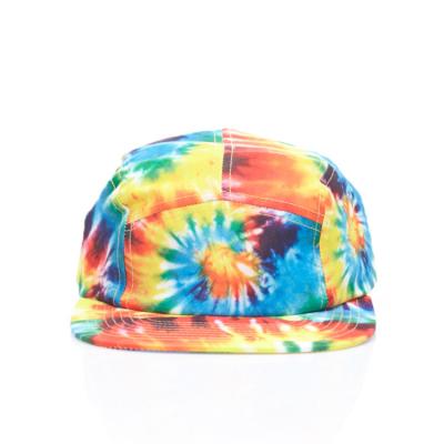 China COMMON Wholesale Custom Running Hat Logo Design Tie Dye Cotton Sport 5 Panel Youth Snapback Hat Good Quality for sale