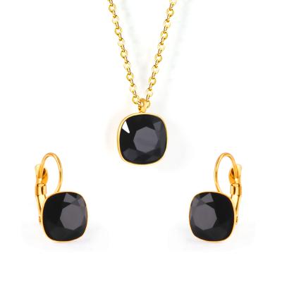 China Nickel Free Black Zircon Jewelry Set Stainless Steel Jewelry Earrings And Statement Gold Pendant Jewelry Sets for sale