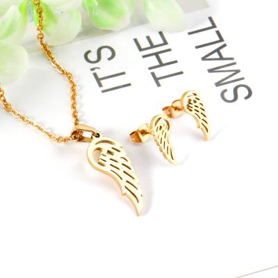 China Stainless Steel Cut Wing Jewelry Sets Bridal Jewelry Cute Design For Little Girls for sale