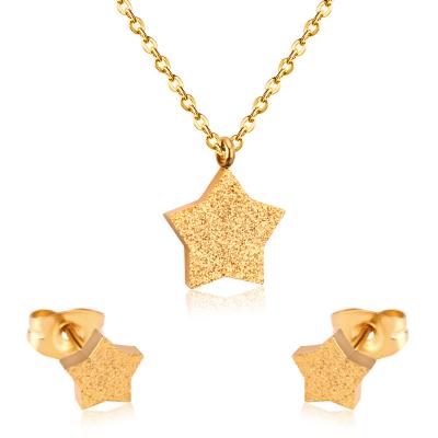 China Girls Kids Children Star Pendant Gold Nickel Free Plated Gold Cutting Necklace Earring Jewelry Set for sale