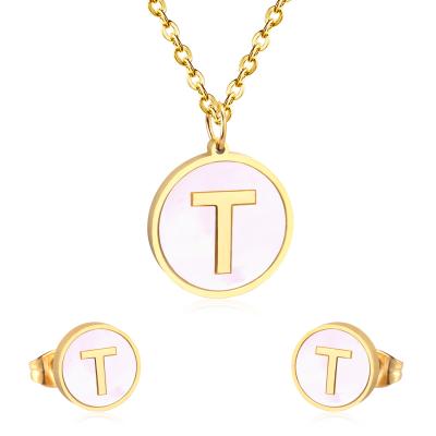 China Fashion Alphabet Letters Nickel Free Letter C Charms Elegant Jewelry Earrings Necklace Set For Women for sale