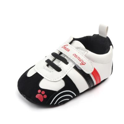 China Anti-Smell Newborn Kids Sports Shoes Leather Trim 0-1 Years Old Toddler Unisex Soft-Soled Upper Baby Casual Walking Shoes for sale