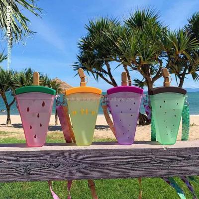 China Hot Sale Fashion Waterproof Ice Cream Straw Watermelon Plastic Cup Purse Cute Drink Clip Purse for sale