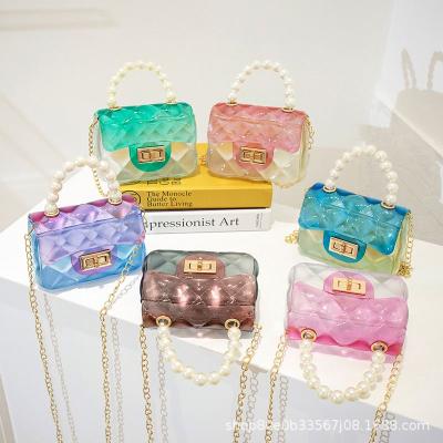 China Fashion New Arrival Candy Color Jelly Bag Chain Bag Fashion All-match Girl PVC Mini Shoulder Bag Kids Purses for sale