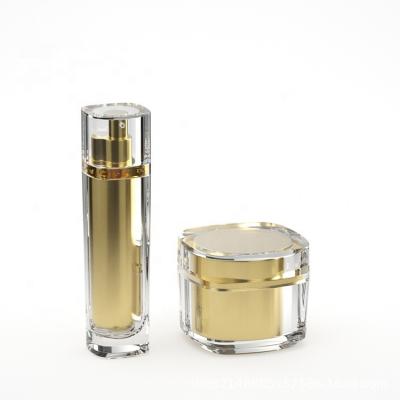 China Luxury Cosmetic Packaging HDPE Cosmetic Bottle Green And Gold And Silver Korean Boxes Luxury Cosmetics Set Cream Lotion Packaging for sale