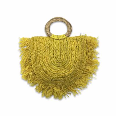 China Other Fashion Summer Yellow Beach Rattan Bag Raffia Straw Handbag Tote Bag for sale